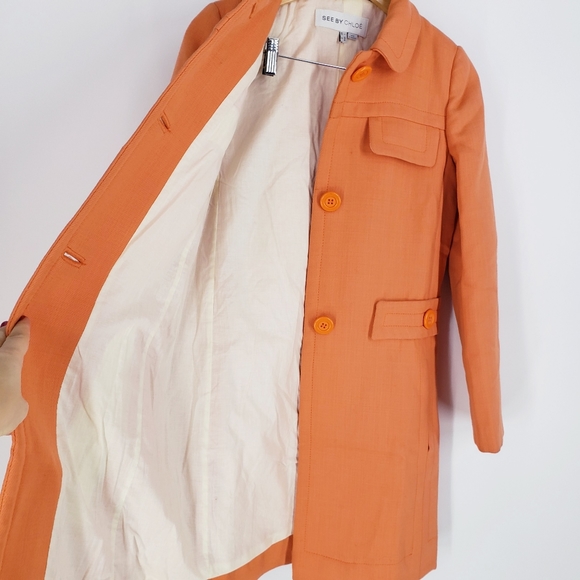 See By Chloe Orange Wool Blend Coat - Picture 4 of 10